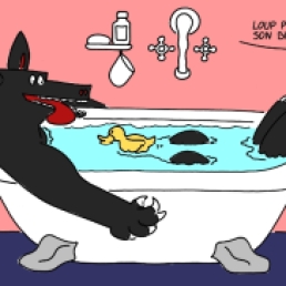 loup prend son bain